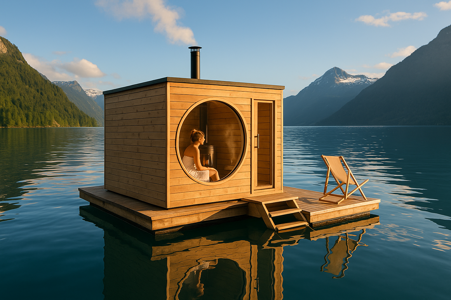 Titelbild zu „Schweizer Sauna-Sensation: Luxus und Abenteuer am Wasser!“