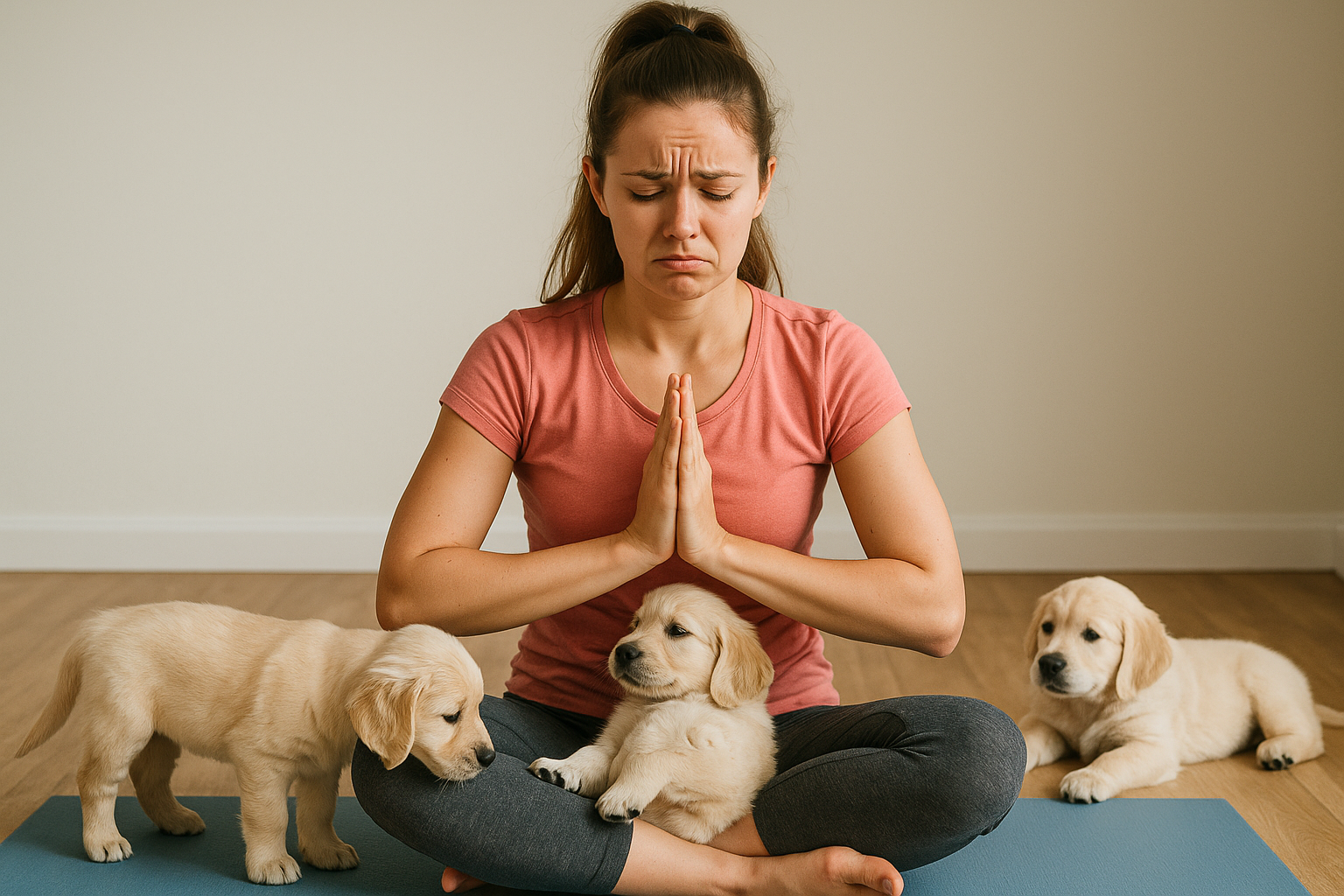 Titelbild zu „Welpen-Yoga: Der süße Trend, der Tieren schaden könnte!“