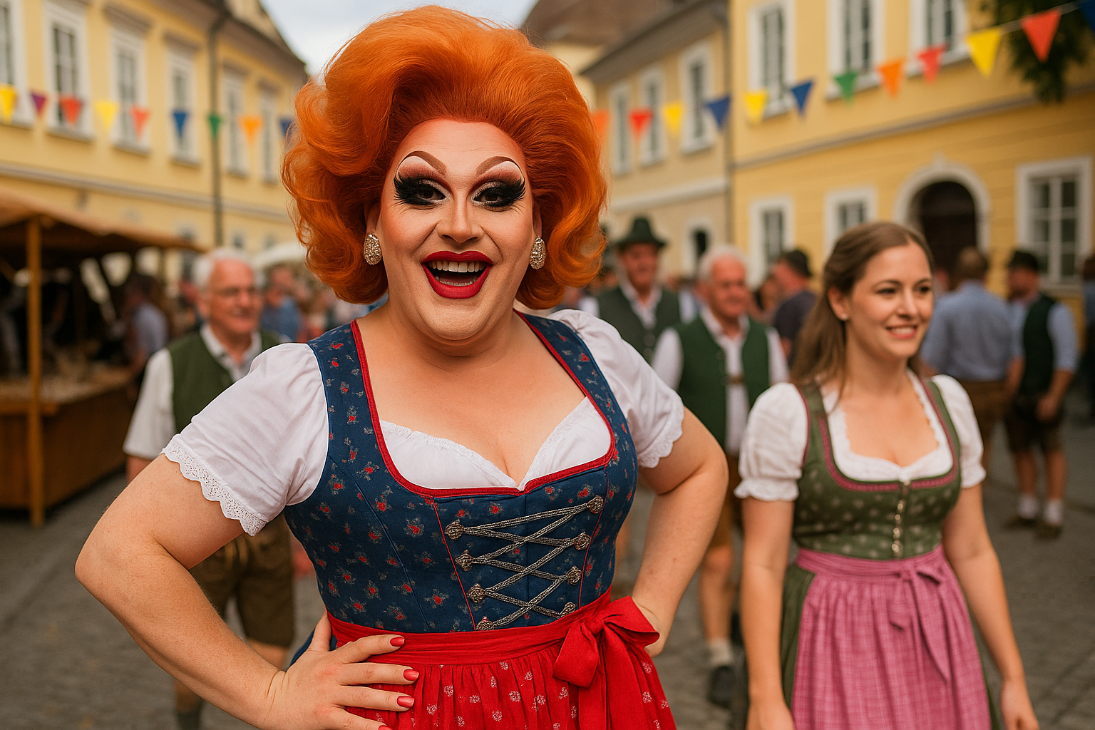 Titelbild zu „Drag und Dirndl: Ein Spektakel der Vielfalt am Neustifter Kirtag!“