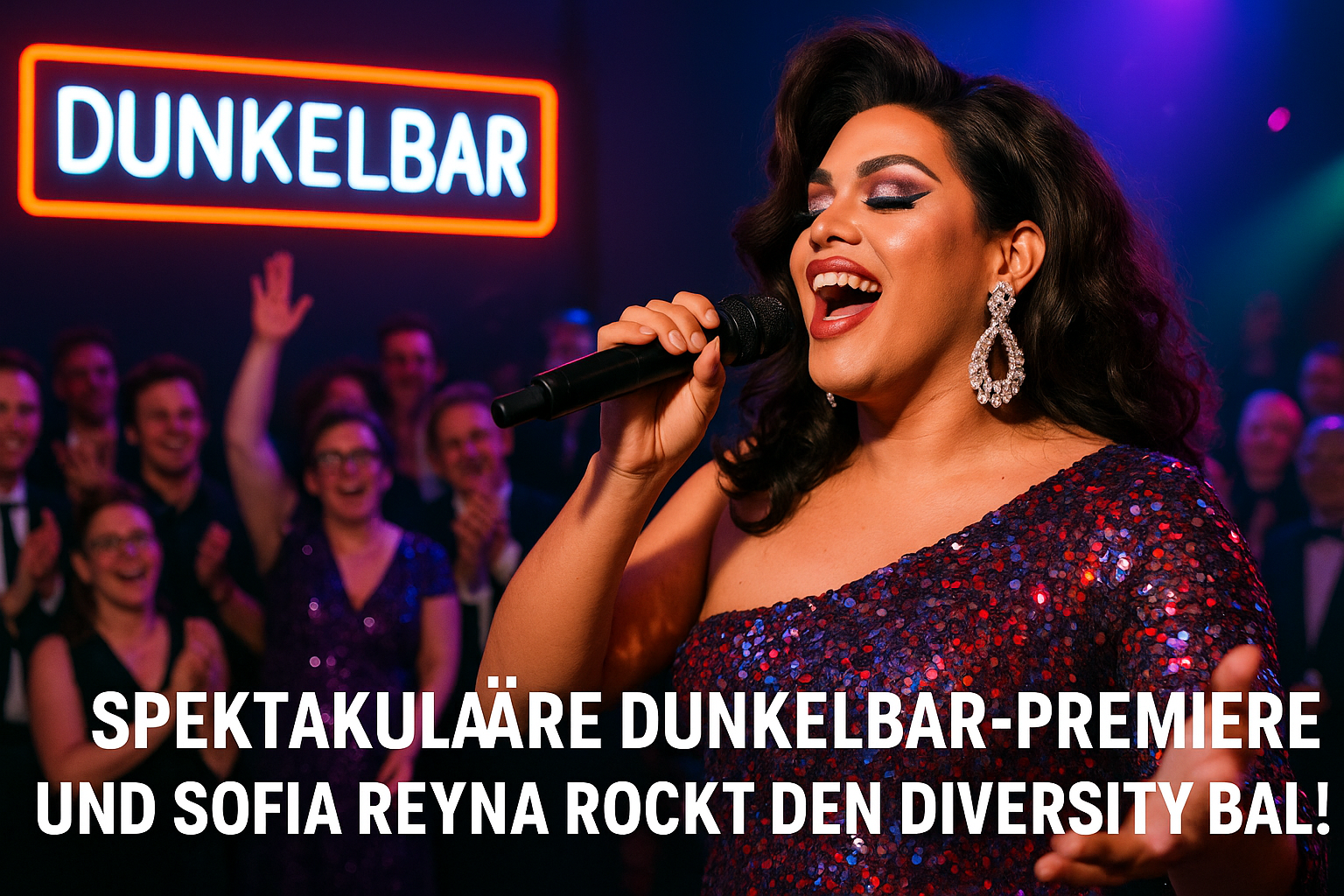 Titelbild zu „Spektakuläre Dunkelbar-Premiere und Sofia Reyna rockt den Diversity Ball!“